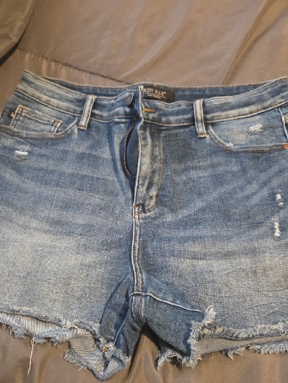 Judy Blue Women's Blue Denim Cutoff Shorts - Distressed - Picture 2 of 6